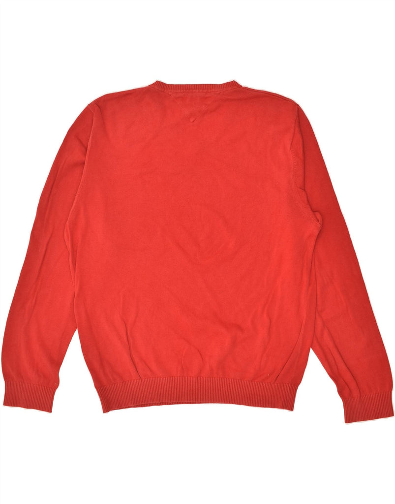 TOMMY HILFIGER Mens V-Neck Jumper Sweater 2XL Red Cotton | Vintage Tommy Hilfiger | Thrift | Second-Hand Tommy Hilfiger | Used Clothing | Messina Hembry 