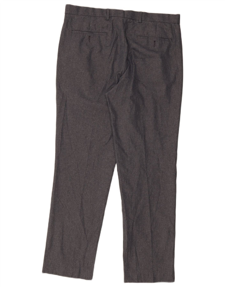 Marks & Spencer Mens Straight Chino Trousers W36 L30 Grey Polyester