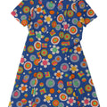 Vintage Womens A-Line Dress UK 12 Medium Blue Floral
