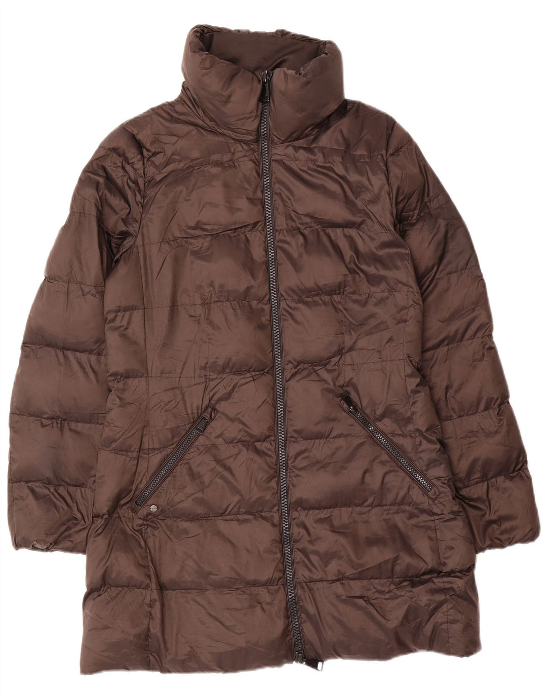 Massimo Dutti Womens Padded Coat UK 14 Medium Brown Polyamide