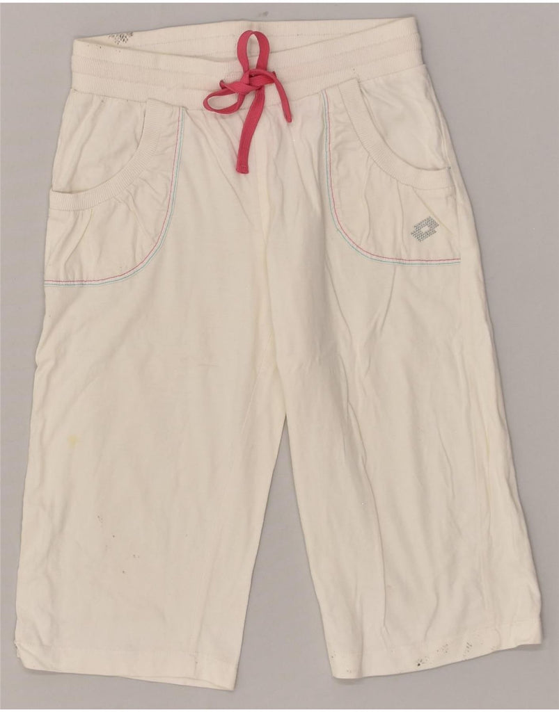 LOTTO Girls Capri Tracksuit Trousers 13-14 Years White | Vintage Lotto | Thrift | Second-Hand Lotto | Used Clothing | Messina Hembry 