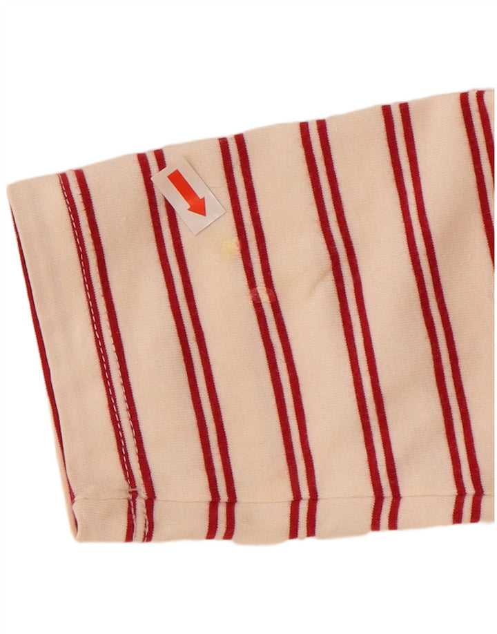 MARINA YACHTING Womens Rugby Polo Shirt UK 12 Medium Off White Striped