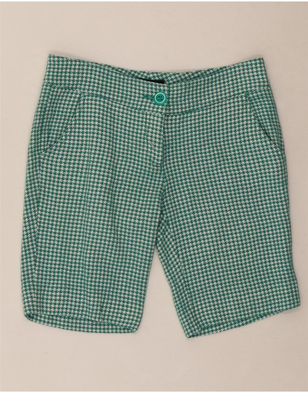 ROCCOBAROCCO Womens Chino Shorts US 6 Medium W30  Green Houndstooth Wool