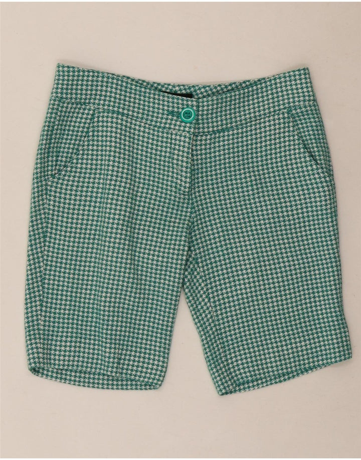 ROCCOBAROCCO Womens Chino Shorts US 6 Medium W30  Green Houndstooth Wool