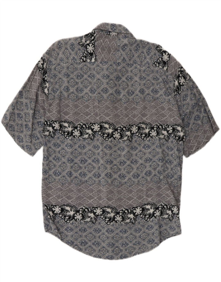VINTAGE Mens Short Sleeve Shirt XL Grey Paisley Viscose Vintage Vintage and Second-Hand Vintage from Messina Hembry 
