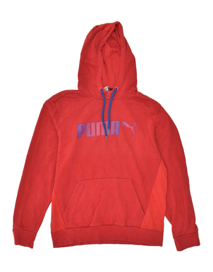 PUMA Mens Graphic Hoodie Jumper Large Red Cotton | Vintage Puma | Thrift | Second-Hand Puma | Used Clothing | Messina Hembry 