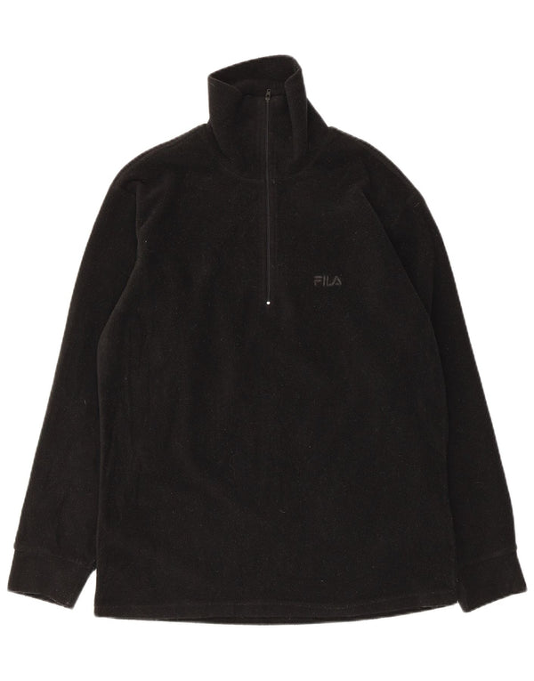 Fila Womens Zip Neck Fleece Jumper UK 10 Small Black