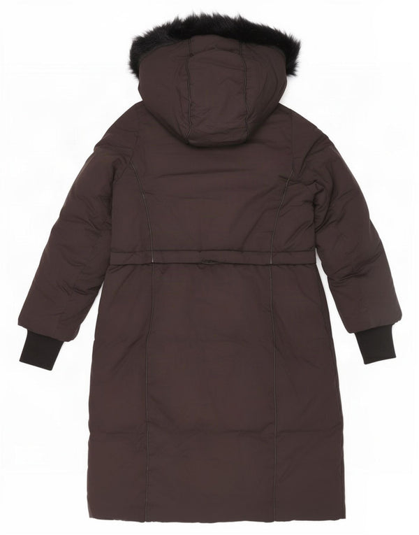 Zara Womens Hooded Padded Coat UK 14 Medium Black Polyester