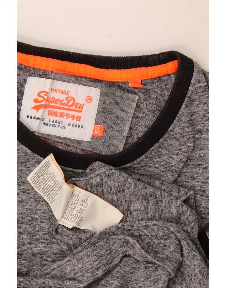 Superdry Mens T-Shirt Top 2XL Grey Flecked Cotton