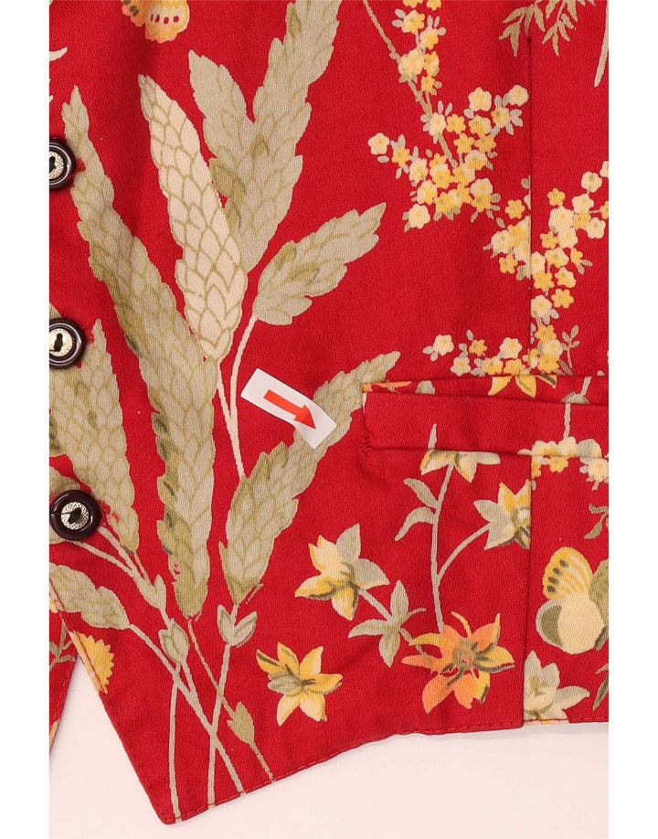 Vintage Mens Regular Waistcoat Small Red Floral