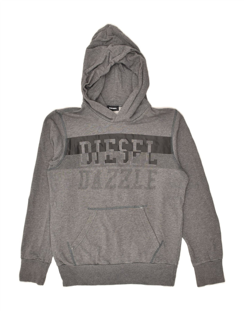 DIESEL Boys Graphic Hoodie Jumper 13-14 Years Grey Cotton | Vintage Diesel | Thrift | Second-Hand Diesel | Used Clothing | Messina Hembry 