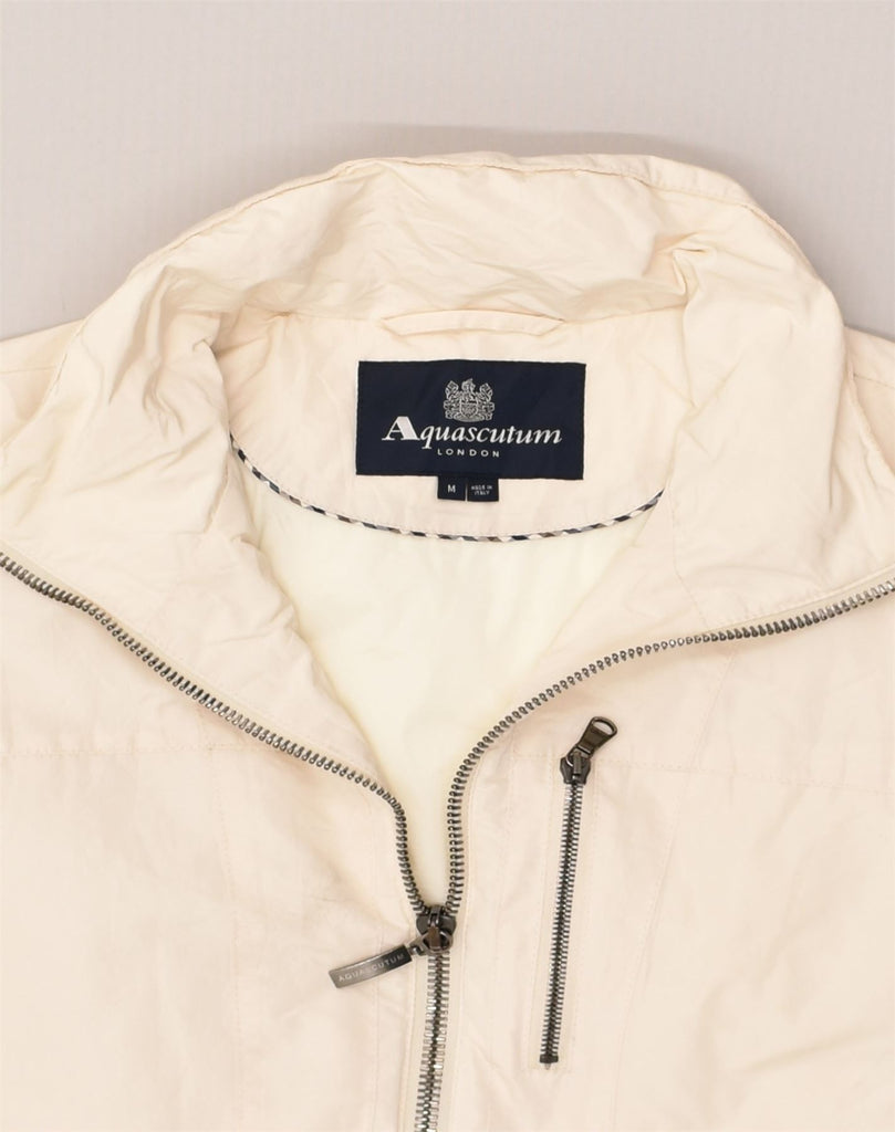 AQUASCUTUM Womens Padded Jacket UK 12 Medium White Polyester | Vintage Aquascutum | Thrift | Second-Hand Aquascutum | Used Clothing | Messina Hembry 