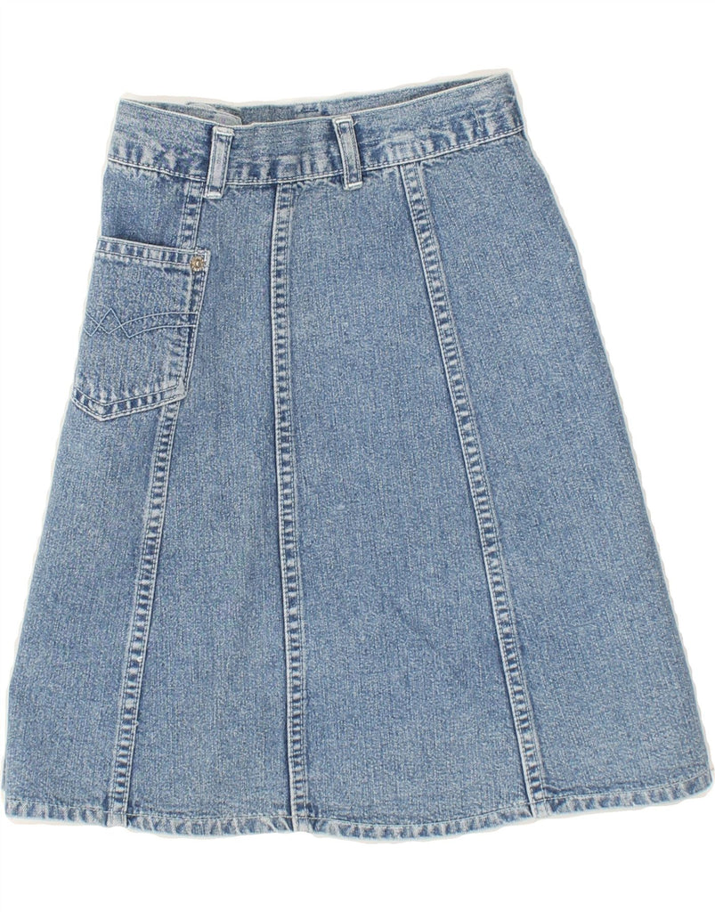 CROWN Womens Denim A-Line Skirt W28 Medium  Blue Cotton Vintage Crown and Second-Hand Crown from Messina Hembry 