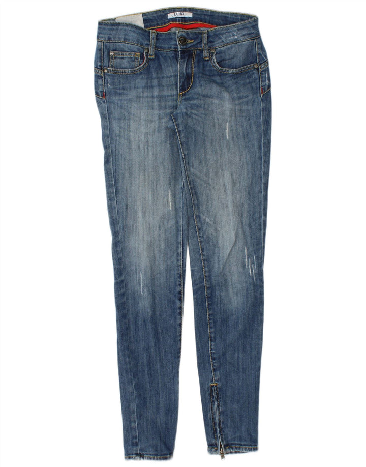 LIU JO Womens Distressed Skinny Jeans W26 L30 Blue