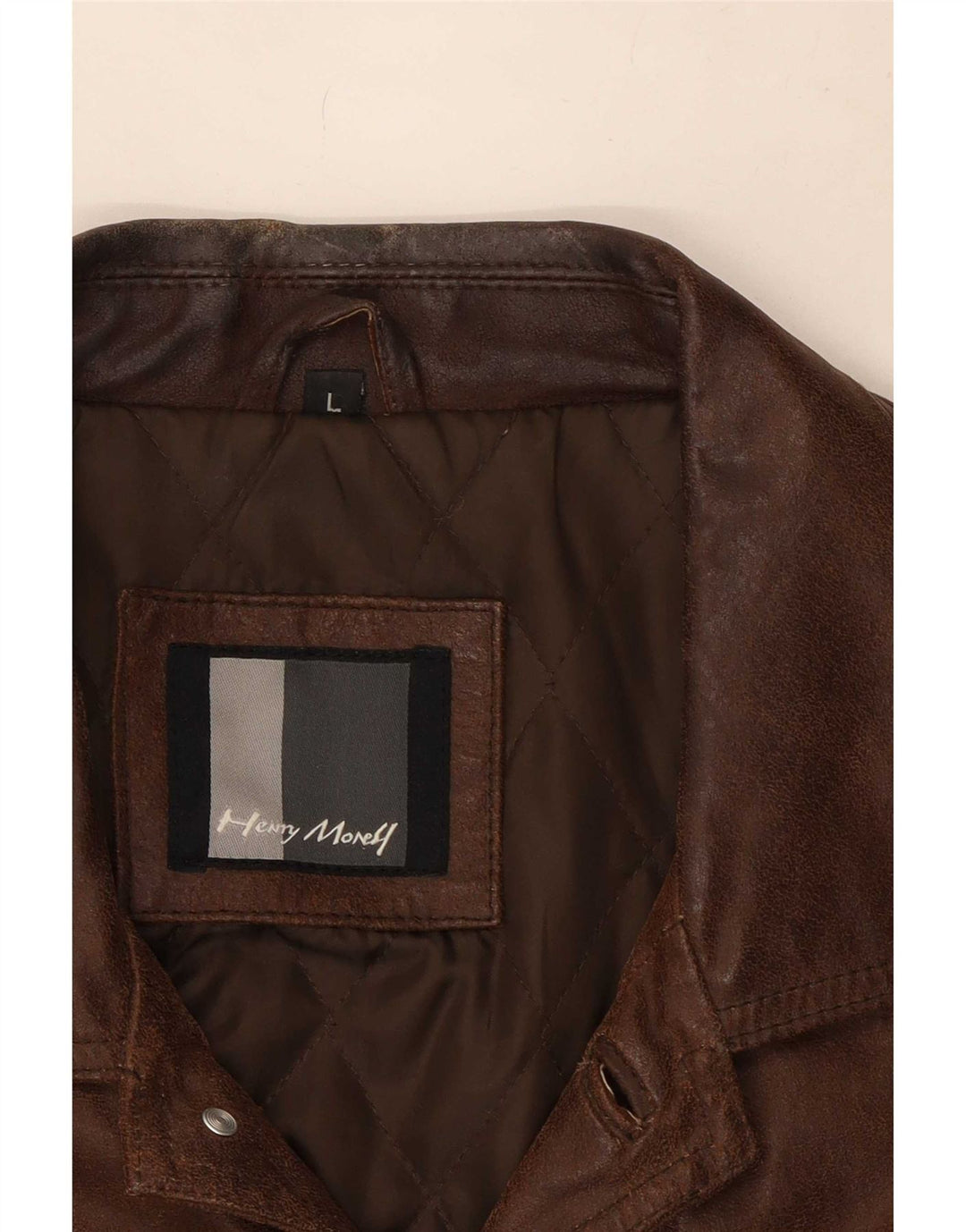 Henry Morell Mens Loose Fit Leather Jacket UK 40 Large Brown
