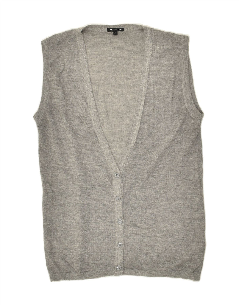 MASSIMO DUTTI Womens Sleeveless Cardigan Sweater UK 16 Large Grey Nylon | Vintage Massimo Dutti | Thrift | Second-Hand Massimo Dutti | Used Clothing | Messina Hembry 