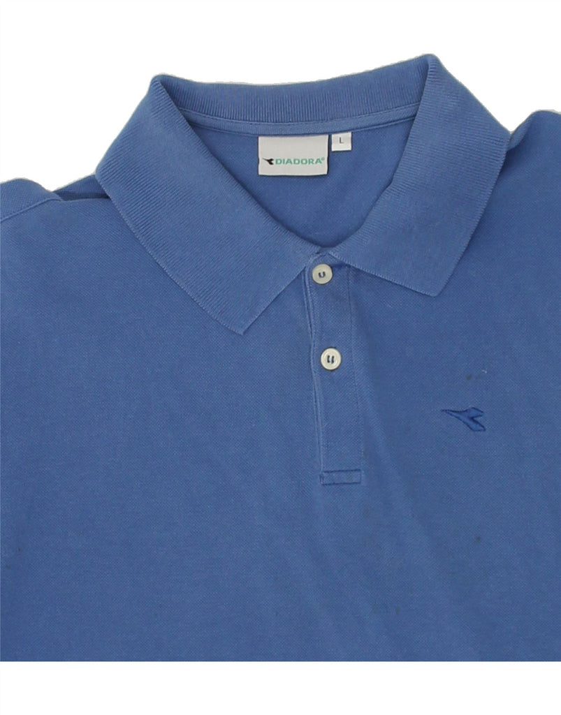 DIADORA Mens Polo Shirt Large Blue Cotton | Vintage Diadora | Thrift | Second-Hand Diadora | Used Clothing | Messina Hembry 