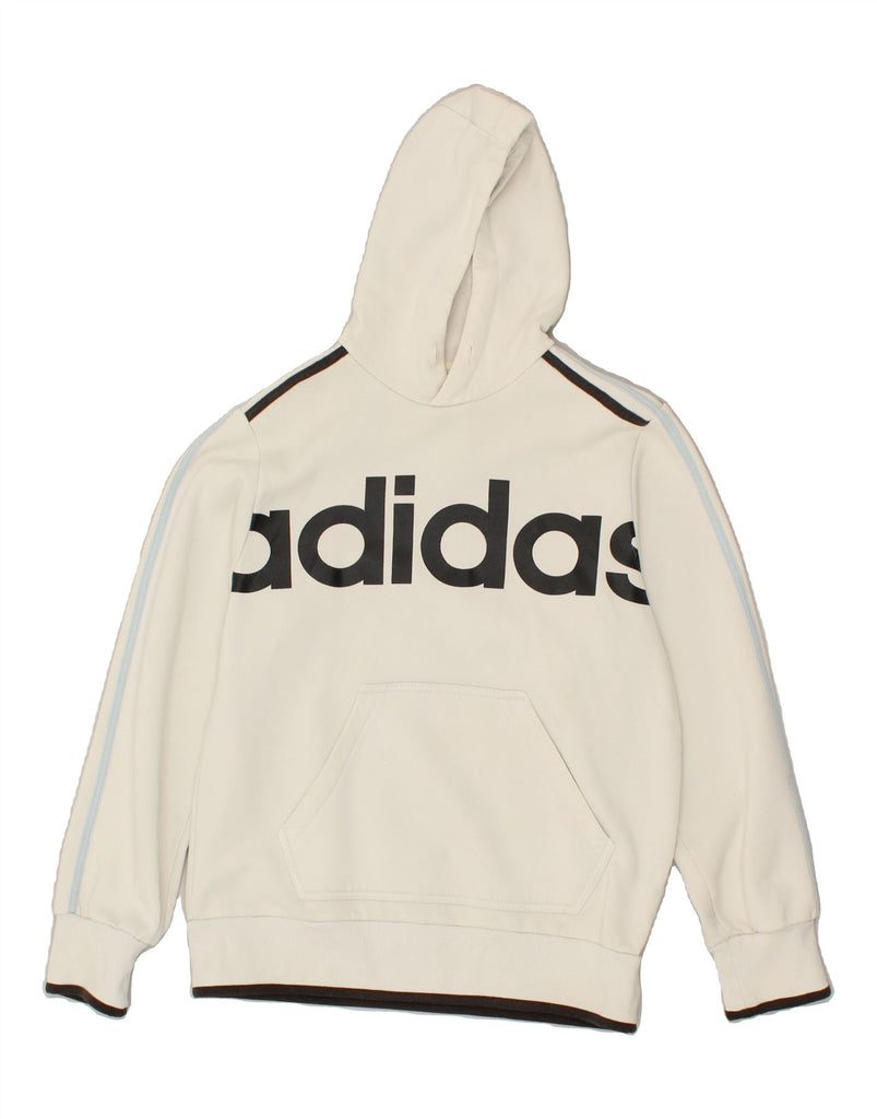 ADIDAS Mens Graphic Hoodie Jumper Small White Cotton | Vintage Adidas | Thrift | Second-Hand Adidas | Used Clothing | Messina Hembry 