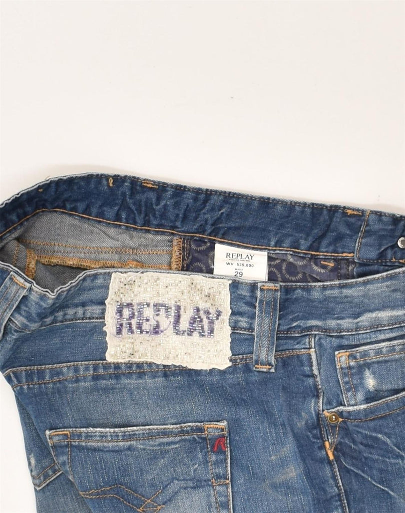 REPLAY Womens Low Waist Denim Shorts W29 Medium Blue Cotton | Vintage Replay | Thrift | Second-Hand Replay | Used Clothing | Messina Hembry 