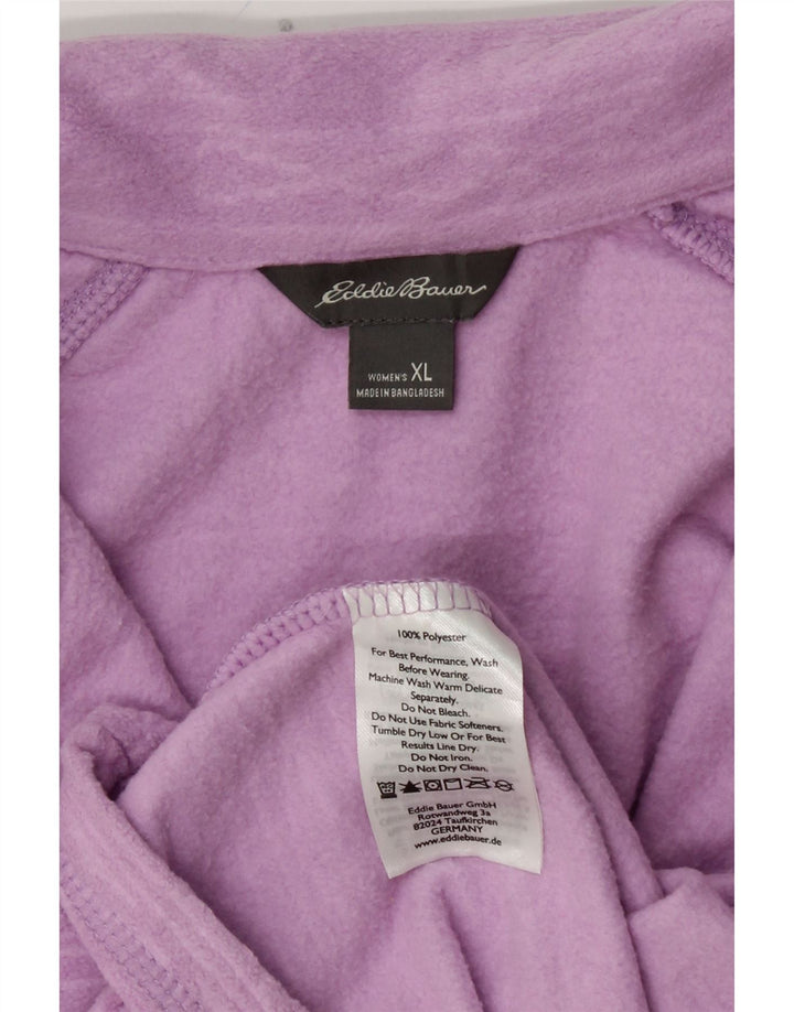 EDDIE BAUER Womens Zip Neck Fleece Jumper UK 18 XL Purple Geometric