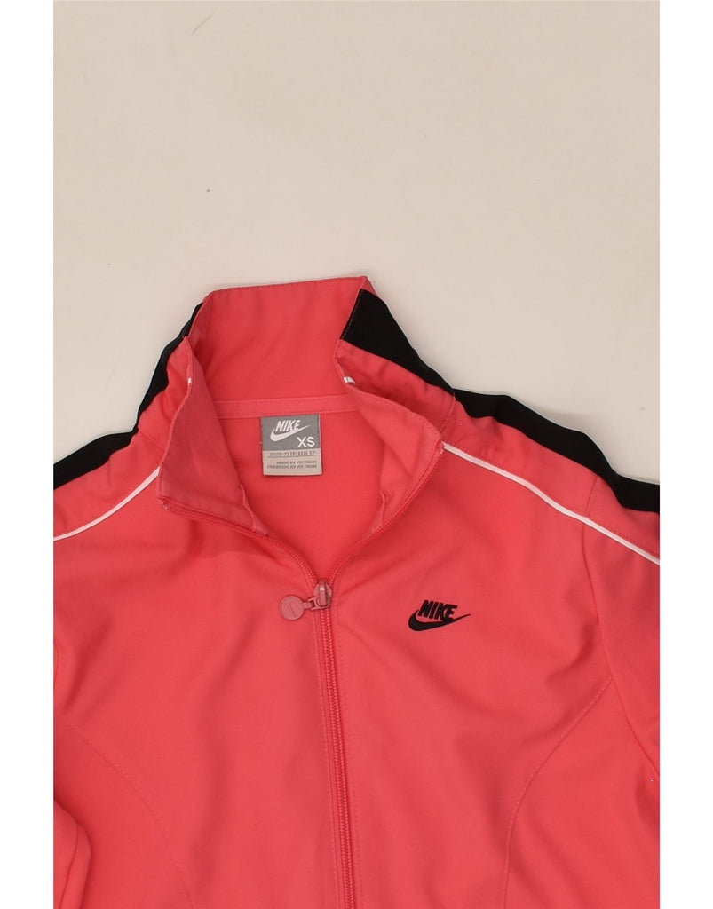 NIKE Womens Tracksuit Top Jacket UK 6 XS Pink Polyester | Vintage Nike | Thrift | Second-Hand Nike | Used Clothing | Messina Hembry 