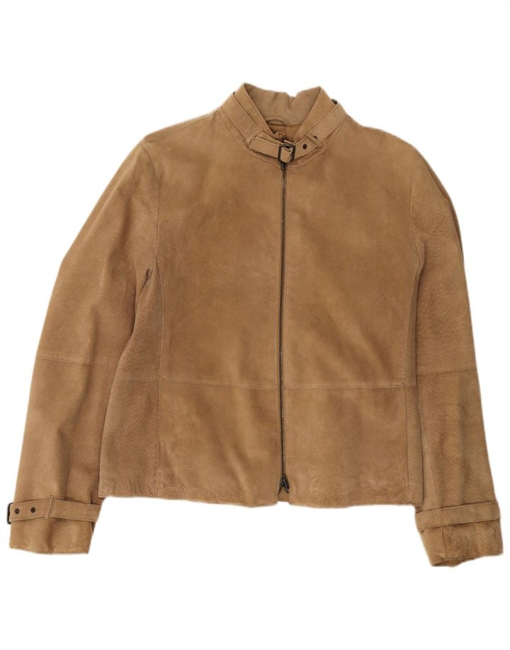 Penny Black Womens Suede Jacket UK 12 Medium Beige Leather