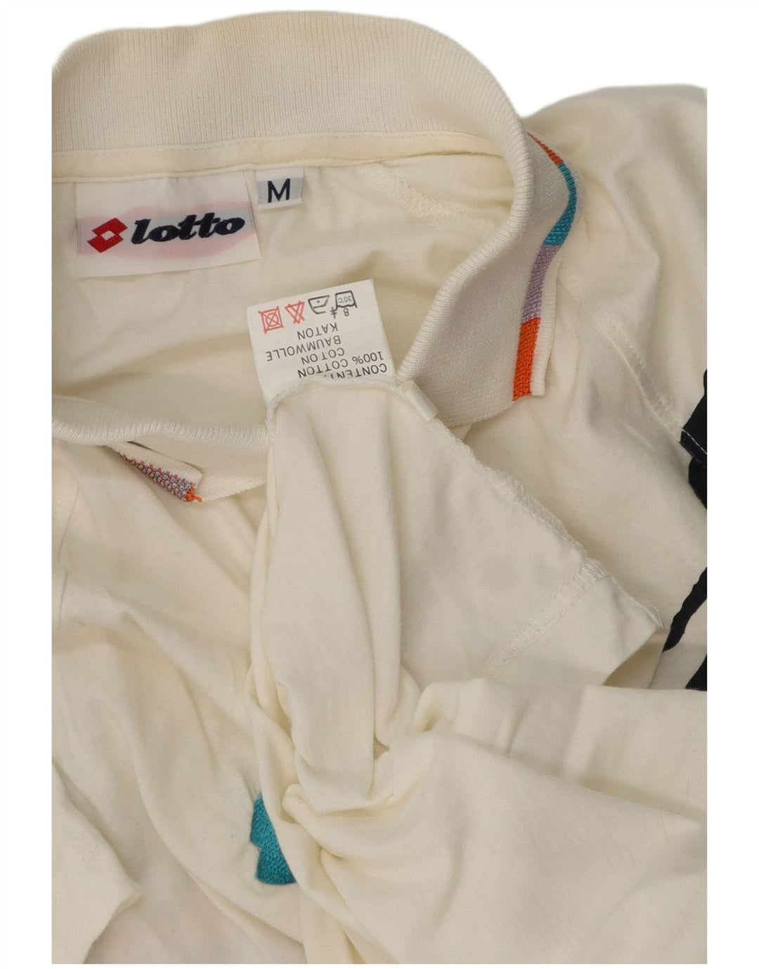 Lotto Mens Graphic Polo Shirt Medium White Cotton