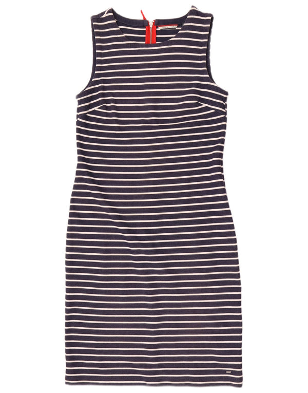 Tommy Hilfiger Womens Sleeveless Sheath Dress UK 14 Large Navy Blue Striped