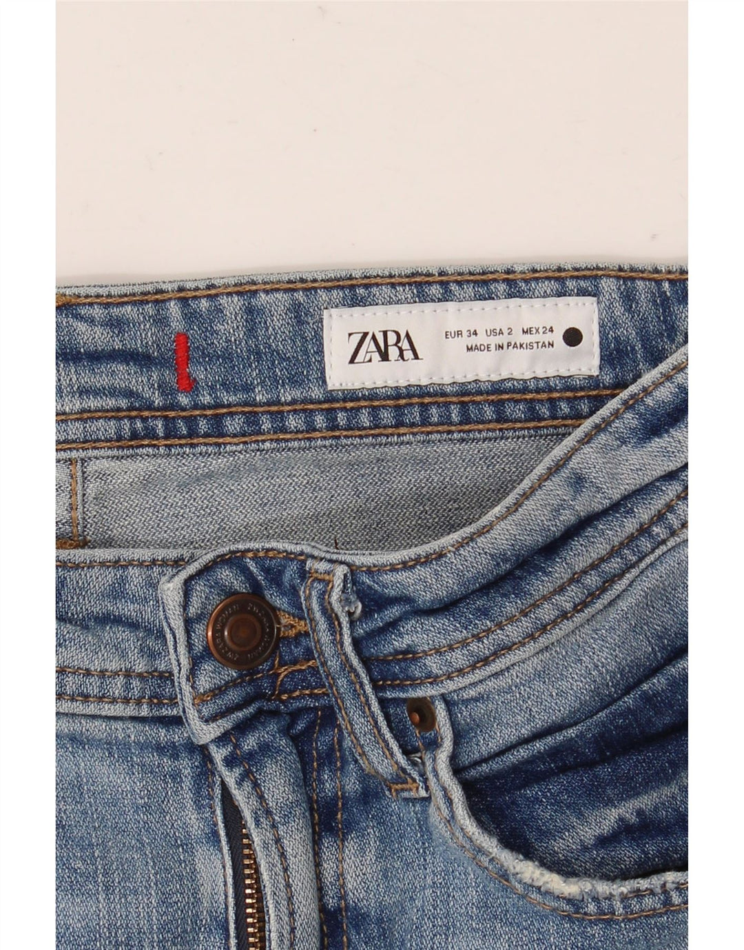 Zara Womens Straight Jeans EU 34 2XS W24 L27 Blue