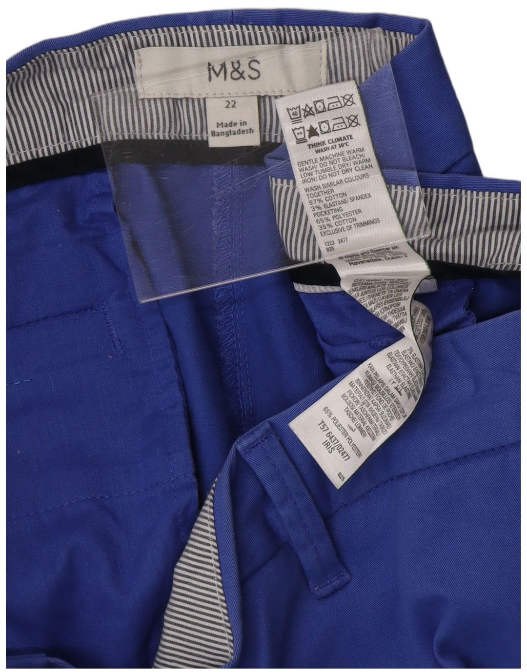 MARKS & SPENCER Womens Chino Shorts UK 22 3XL W42  Blue Cotton