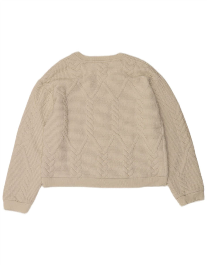 Zara Womens Crop Relaxed Fit Sweatshirt Jumper UK 14 Medium Off White