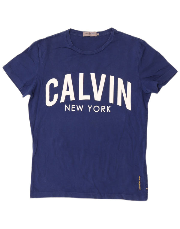 Calvin Klein Jeans Mens Slim Fit Graphic T-Shirt Top Small Blue Cotton