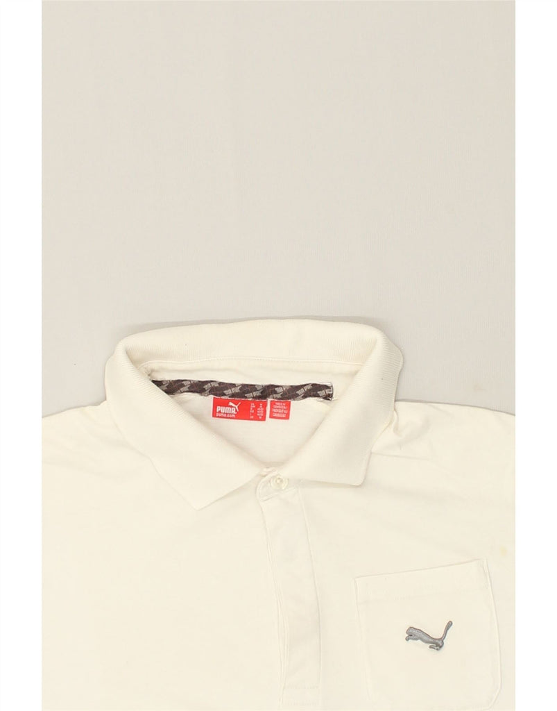 PUMA Mens Polo Shirt Medium White Cotton | Vintage Puma | Thrift | Second-Hand Puma | Used Clothing | Messina Hembry 