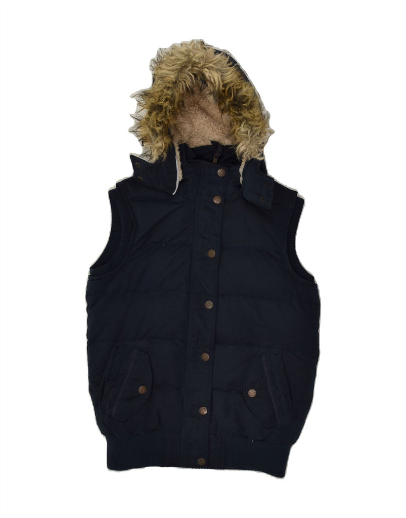 FAT FACE Womens Hooded Padded Gilet UK 8 Small Navy Blue Polyester | Vintage Fat Face | Thrift | Second-Hand Fat Face | Used Clothing | Messina Hembry 