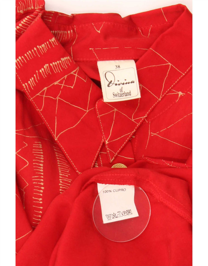 Divina Womens Shirt Blouse EU 38 Medium Red Geometric Cupro