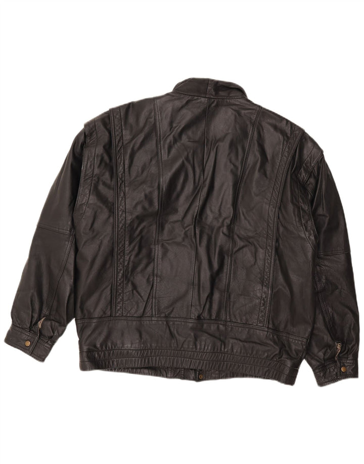 Paviano Mens Leather Jacket UK 42 XL Black Leather