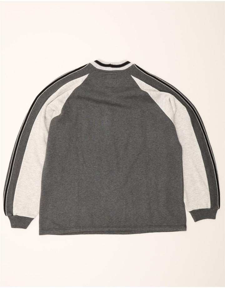 Vintage Mens Sweatshirt Jumper Large Grey Colourblock Acrylic