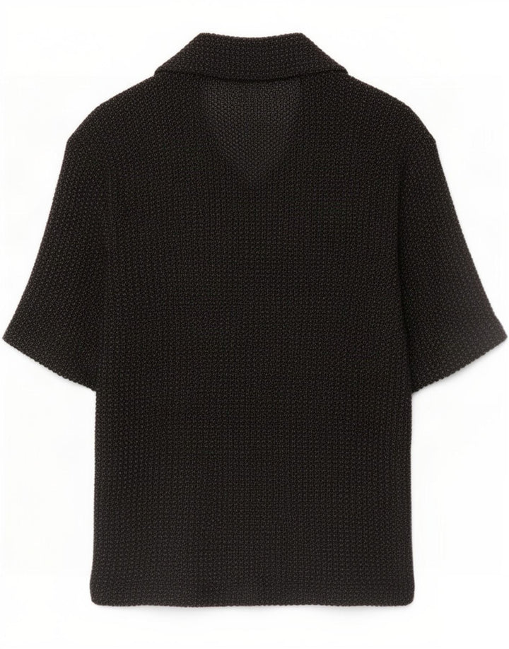 Zara Mens Short Sleeve Shirt Medium Black Flecked Cotton