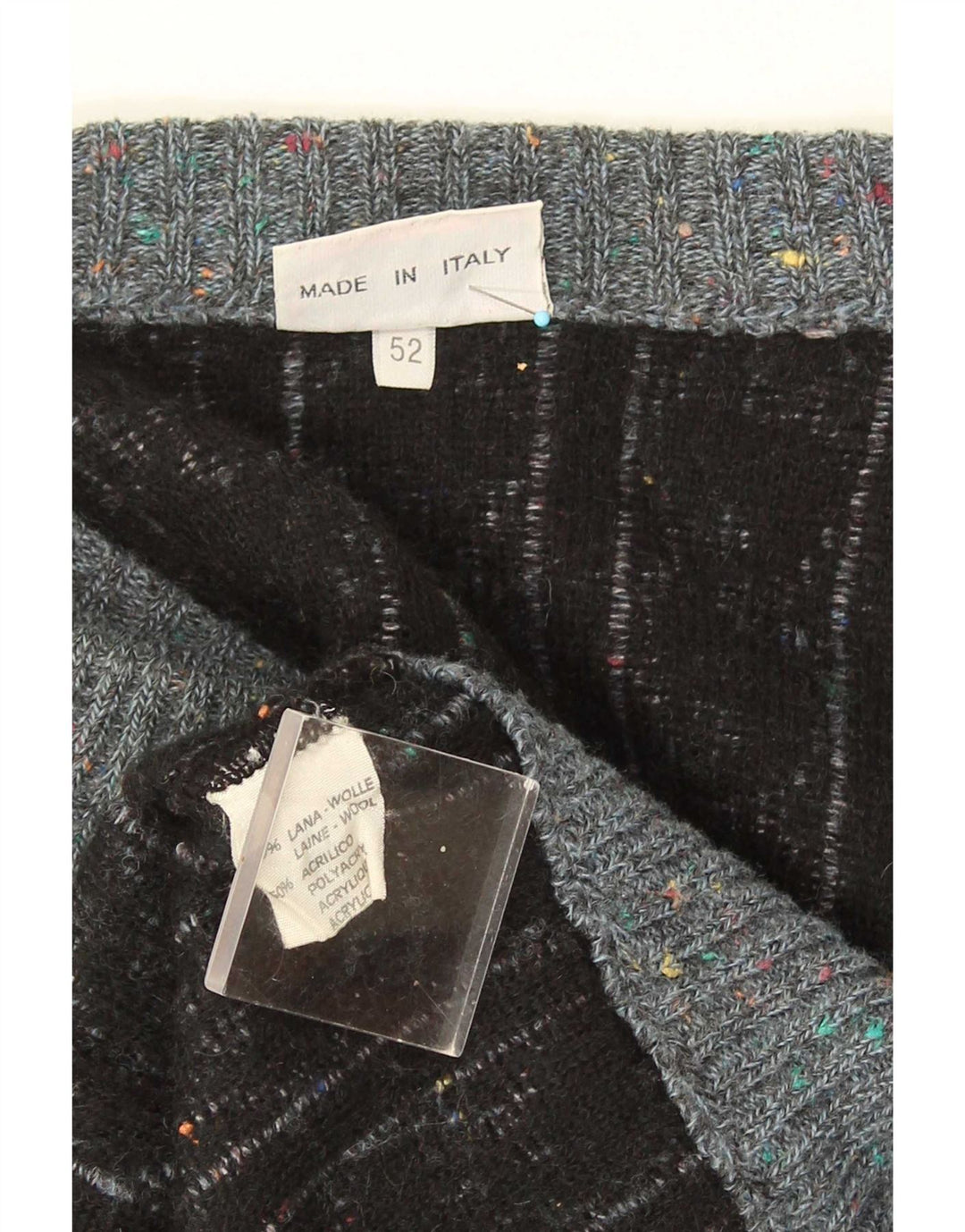 Ranger Mens Cardigan Sweater IT 52 Large Grey Geometric Wool