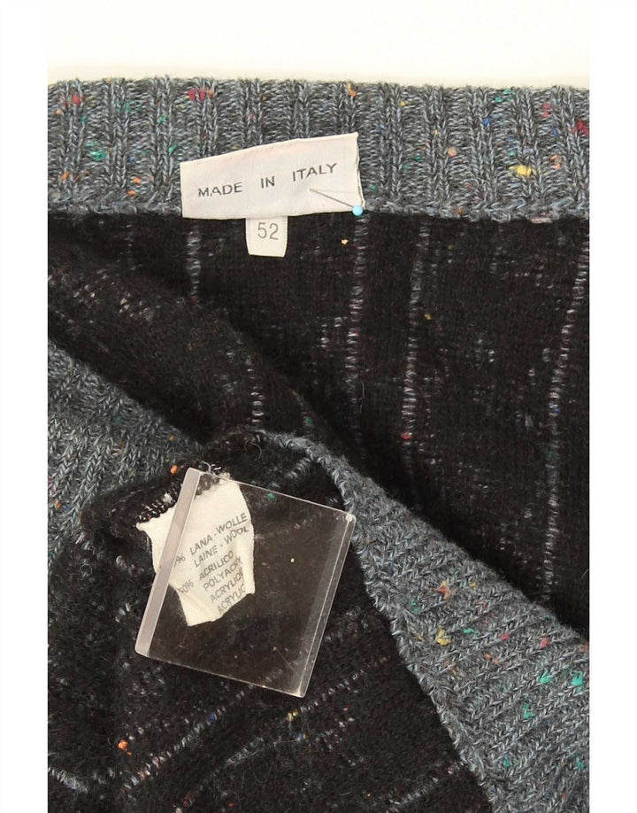 Ranger Mens Cardigan Sweater IT 52 Large Grey Geometric Wool