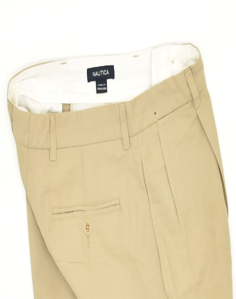 NAUTICA Mens Pegged Chino Trousers W33 L30 Beige Polyester | Vintage | Thrift | Second-Hand | Used Clothing | Messina Hembry 