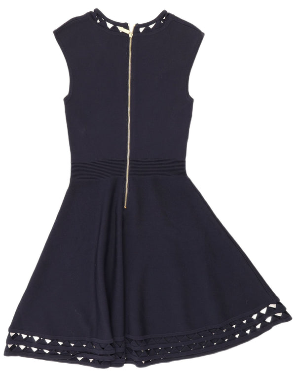 Ted Baker Womens Slim Fit A-Line Dress Size 2 Small Navy Blue Viscose