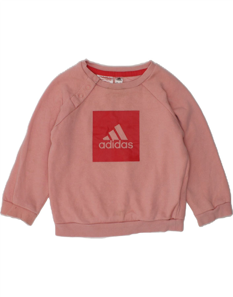 ADIDAS Baby Girls Graphic Sweatshirt Jumper 9-12 Months Medium  Pink | Vintage Adidas | Thrift | Second-Hand Adidas | Used Clothing | Messina Hembry 