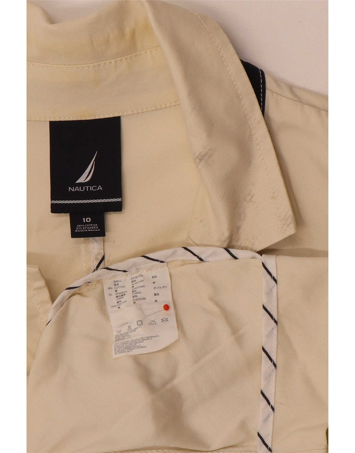 Nautica Womens 3 Button Blazer Jacket US 10 Large Beige Cotton