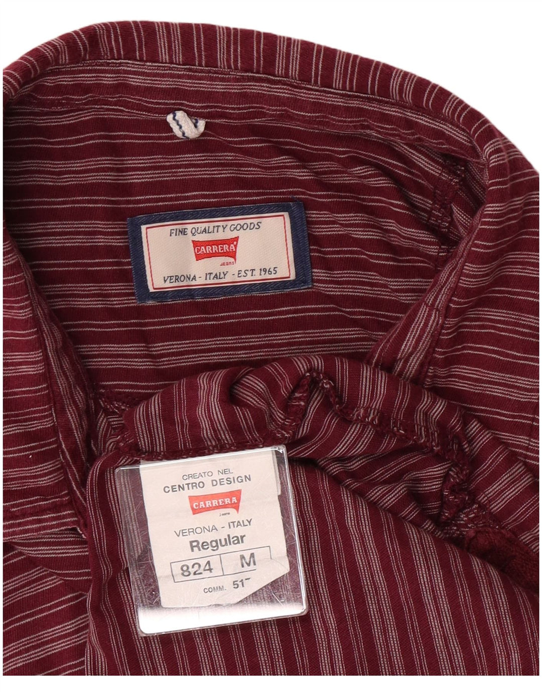 Carrera Mens Medium Maroon Striped Cotton