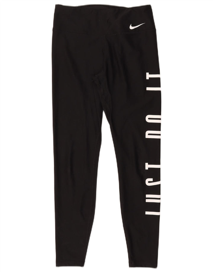 Nike Womens Dri Fit Graphic Leggings UK 10 Small Black Polyester