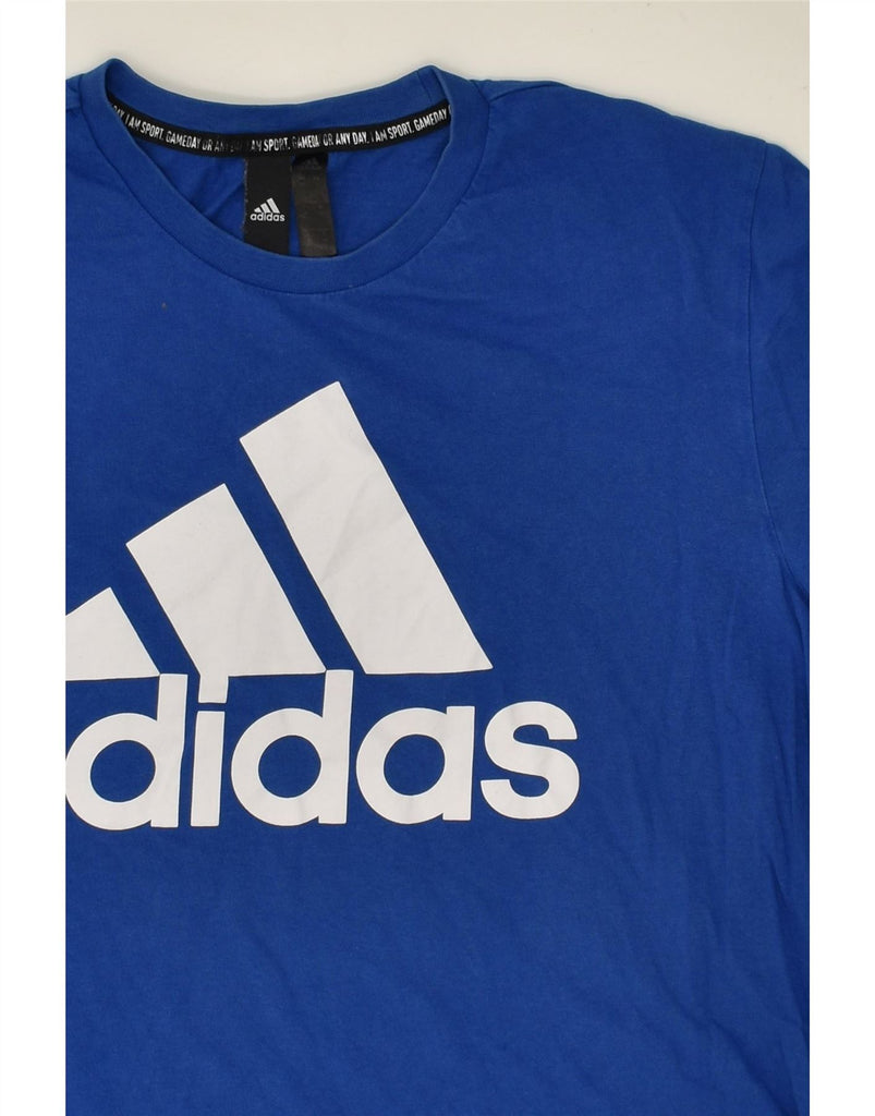 ADIDAS Mens Graphic T-Shirt Top Medium Navy Blue Cotton Vintage Adidas and Second-Hand Adidas from Messina Hembry 