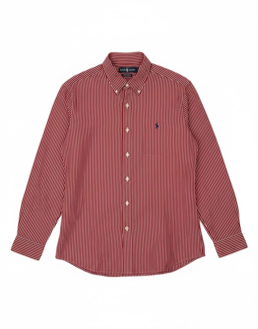Ralph Lauren Mens Custom Fit Shirt Large Red Pinstripe