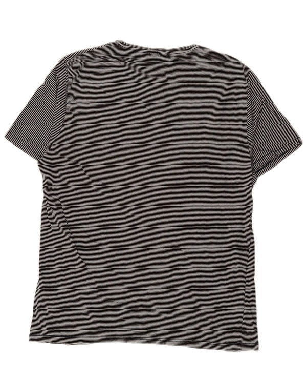 REISS Womens T-Shirt Top UK 16 Large Navy Blue Pinstripe Cotton