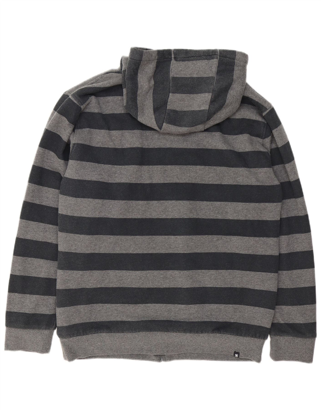 DC Mens Zip Hoodie Sweater Large Grey Striped Cotton
